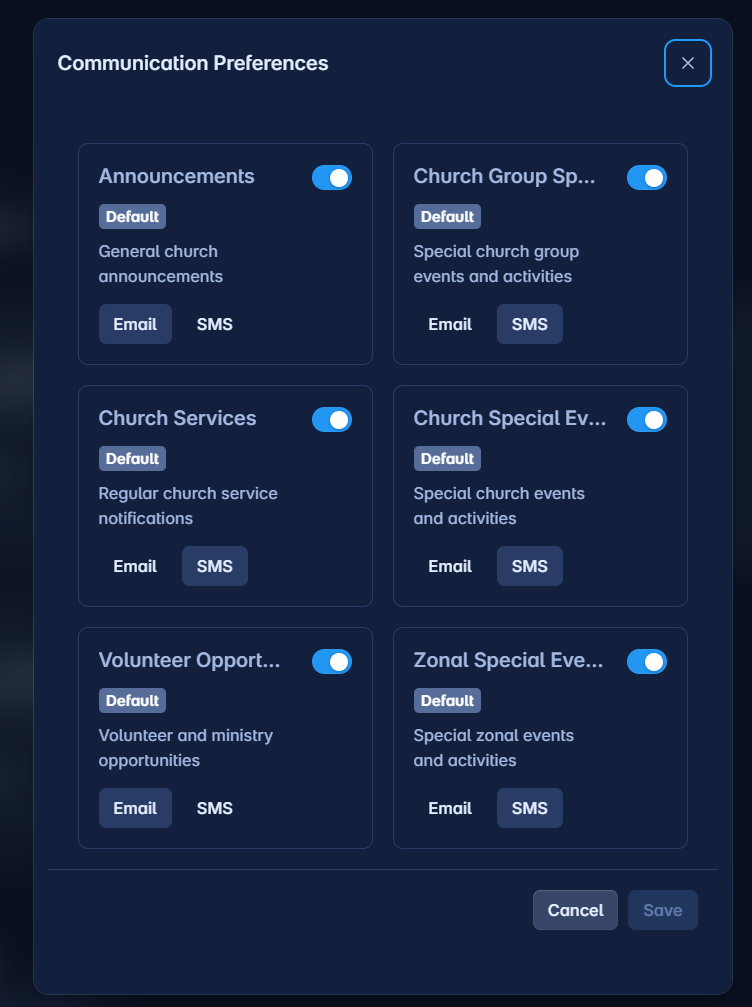 Manage communication preferences