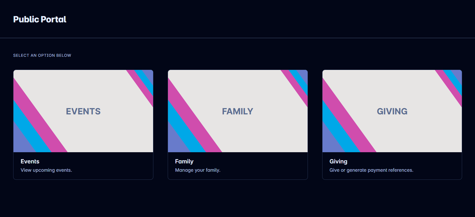 Family self-service portal home page