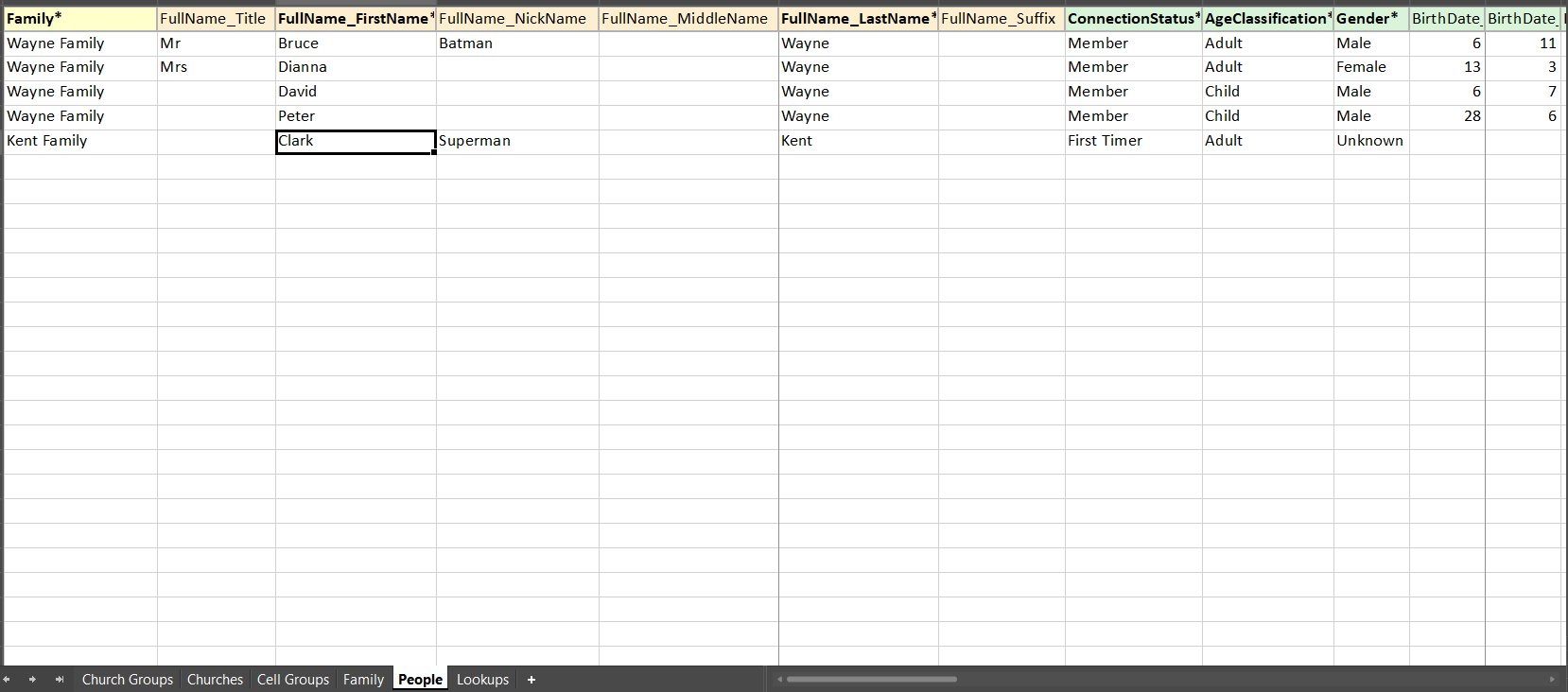 Bulk data import from a spreadsheet